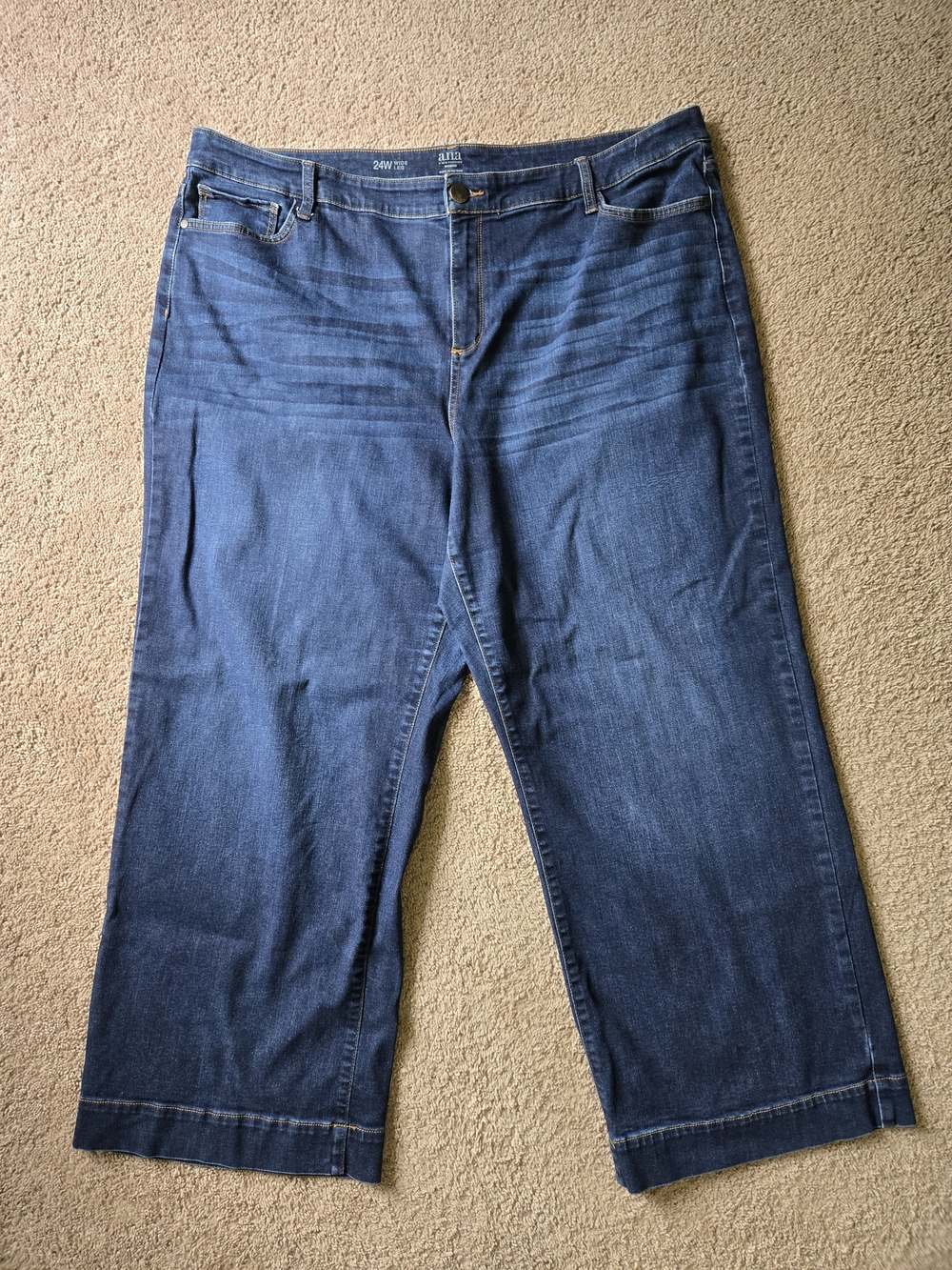 ANA Plus Size Cropped Wide Leg Jeans Dark Wash 24W EUC